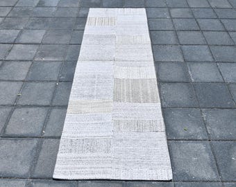 2x8 Solid Jute TURKISH KILIM RUNNER Rug, 2x8 Kilim Runner, 2x8 Rug, Short Handmade Wool Rug, Bohemian Decor, 2x8 Turkish Runner, Anatolian