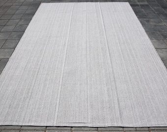 OVERSİZE FLATWEAVE RUG, Large Area Rug, Oversize Kilim Rug, Flatweave Rug, Big White Rug, Natural Rug, 9x12 Turkish Rug, Solid Rug, Rug ,481