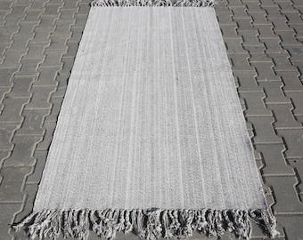 Alfombra Kilim Turca Vintage de 3x6: Lana Tejida a Mano, Decoración Ecléctica