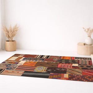 Alfombra Kilim vintage de patchwork: alfombra turca de lana de 13 x 20 cm, decoración bohemia