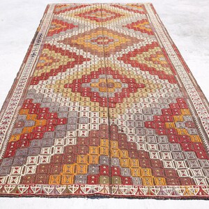 5x9 Area Rug, 5x9 Kilim Rug, 5x9 Ethnic & Eclectic Kilim Rug, 5x9, Vintage Kilims, Oushak Handmade Rug, Rugs 5x9, Red Brown Kilim, Antique