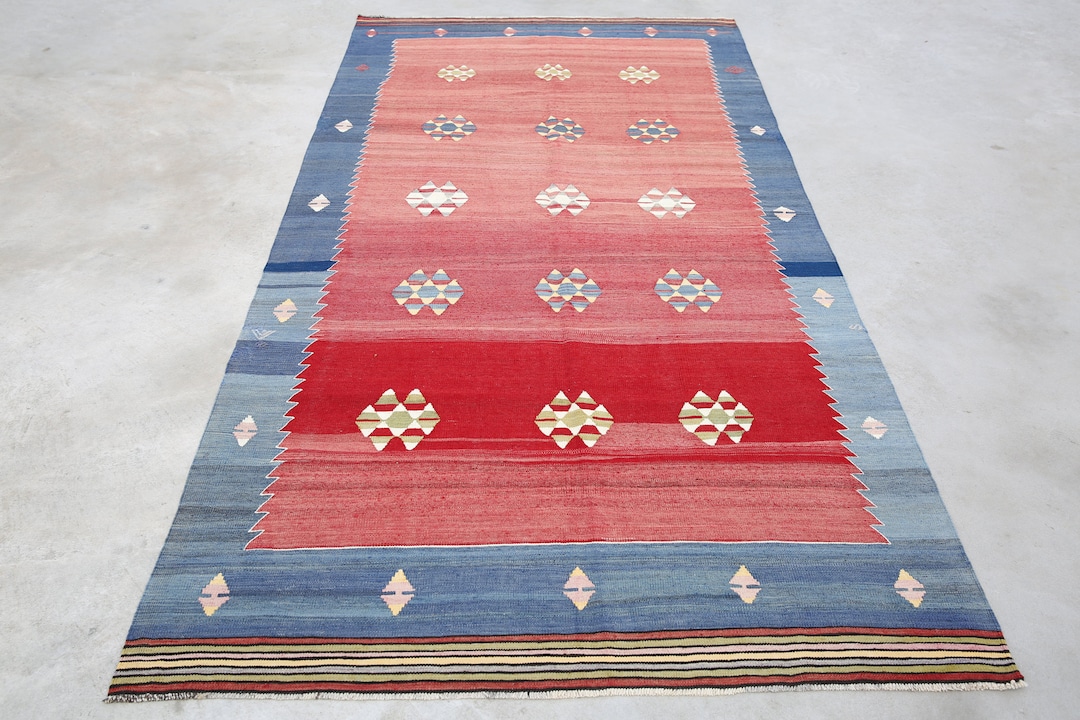 Blue Wool Kilim Rug Blue Kilim Rugs Kilim Etsy