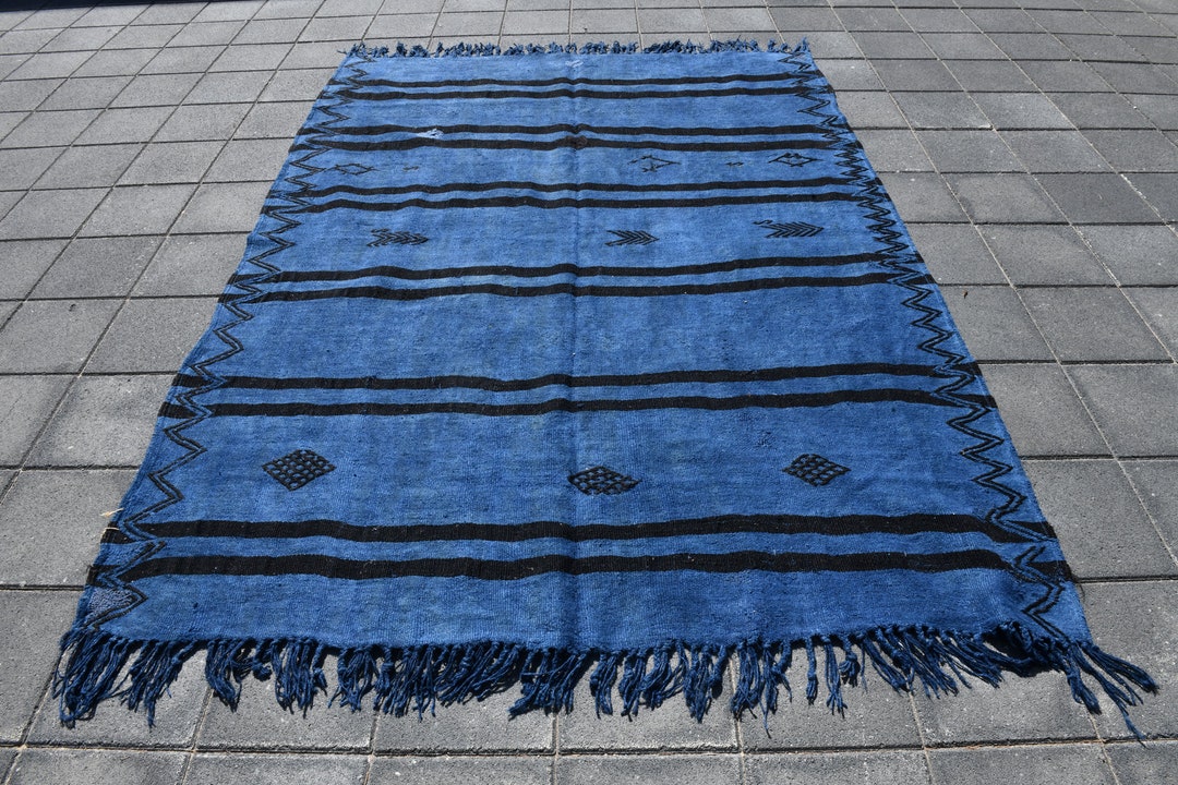 6x8 Light Blue Hemp Rug, Vintage Hemp Rug Hemp Rug 6x8 Area Rug Neutral