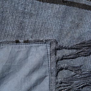 Vintage Hemp Area Rug: 5x8 Blue Black Bohemian Floor Rug