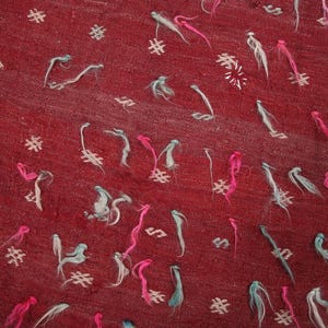 Vintage handgjord ullväggkonstmatta: Mid-Century Modern bild 8