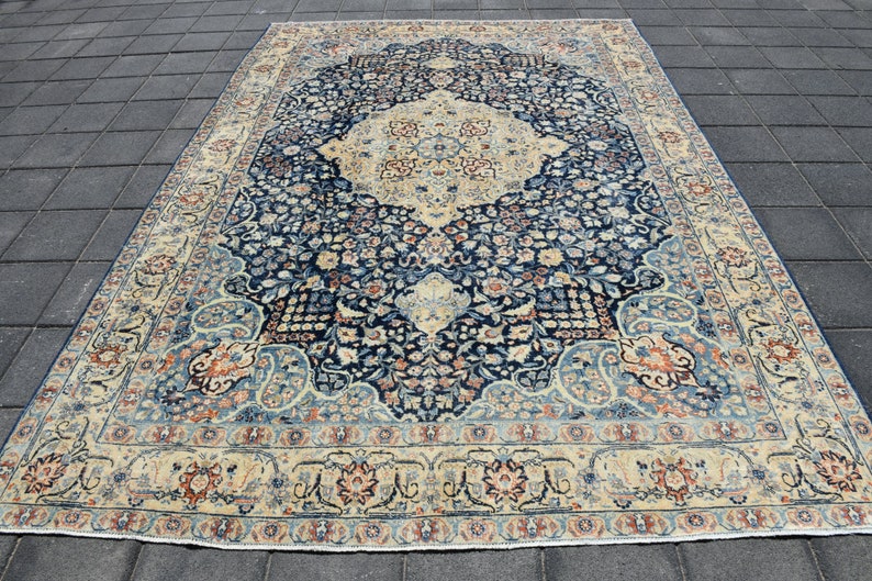 Navy Blue Oriental Persian Rug 8x10 Oversized Persian Rug Etsy