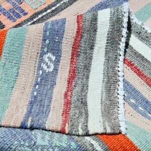 6x12 Rugs, Kilim Rug 6x12, 6x12 VINTAGE LARGE KILIM Rug, 6x12, Kilim Area Rug, Wool Handknotted Rug, 6x12 Area Rug, Blue & Green Kilim, 60s image 10