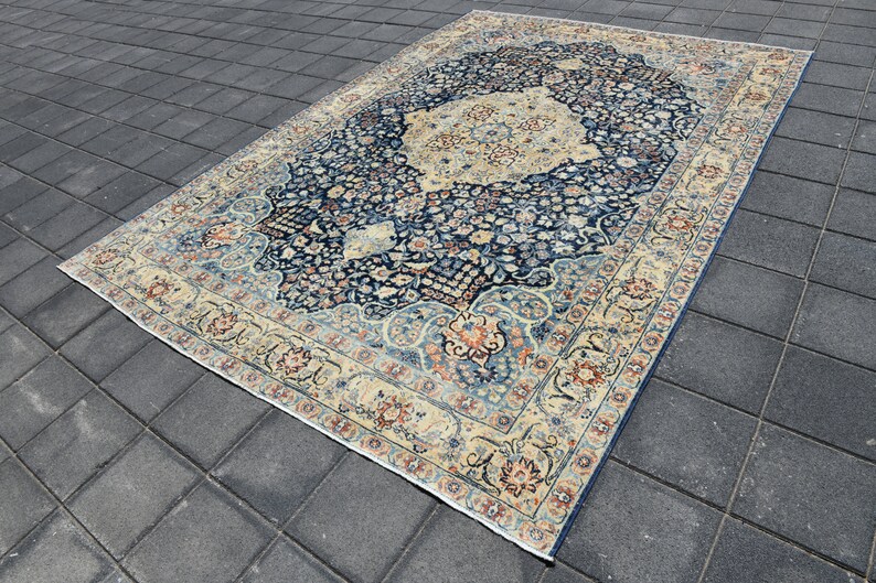 Navy Blue Oriental Persian Rug 8x10 Oversized Persian Rug Etsy