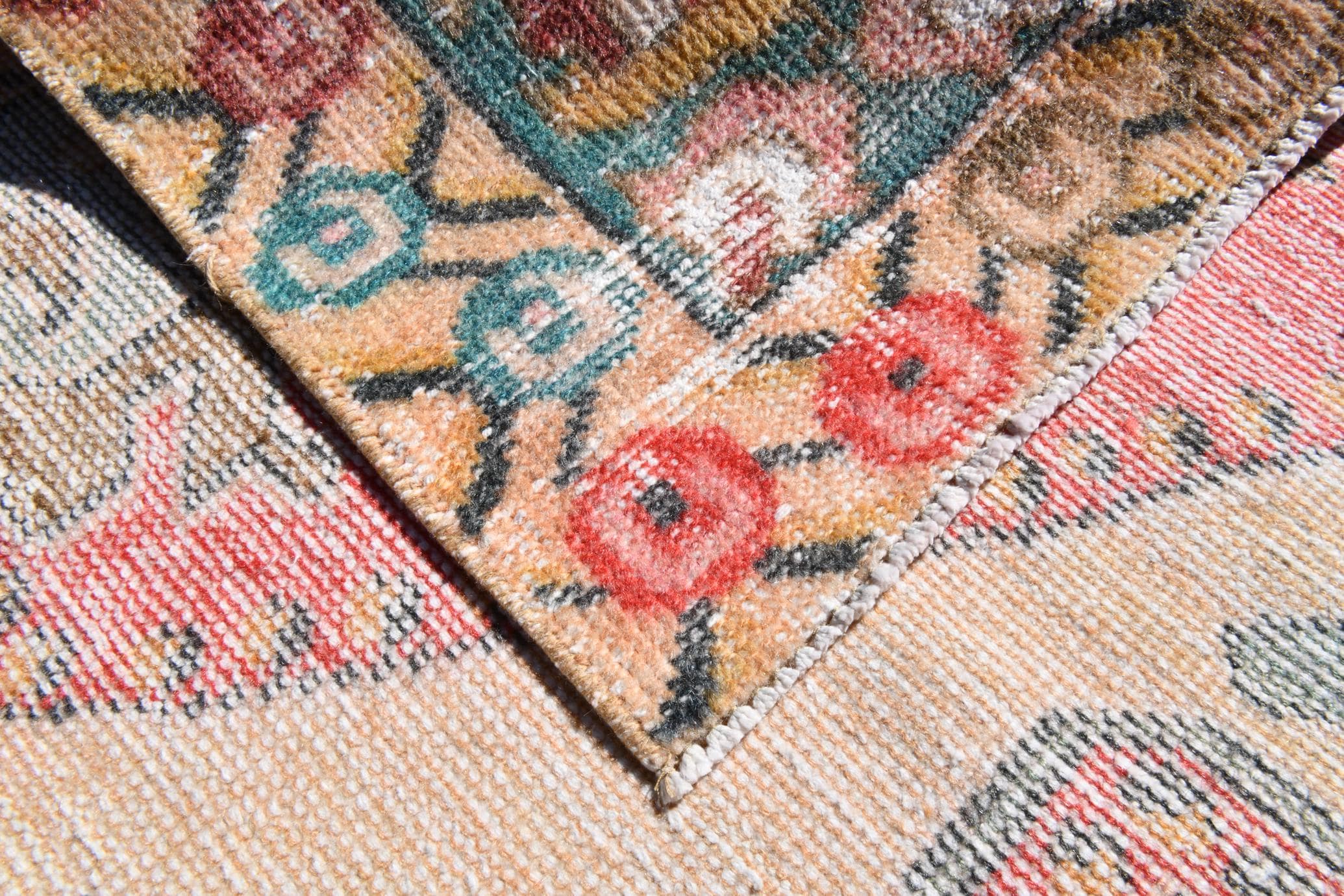 4x7 Cream Red VINTAGE TURKISH RUG, 4x7 Turkish Rug, 4x7 Rug