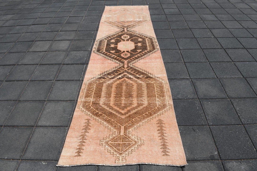 3x10 Pastel Pink VINTAGE PERSIAN RUNNER Rug, Oriental Pattern Handmade ...