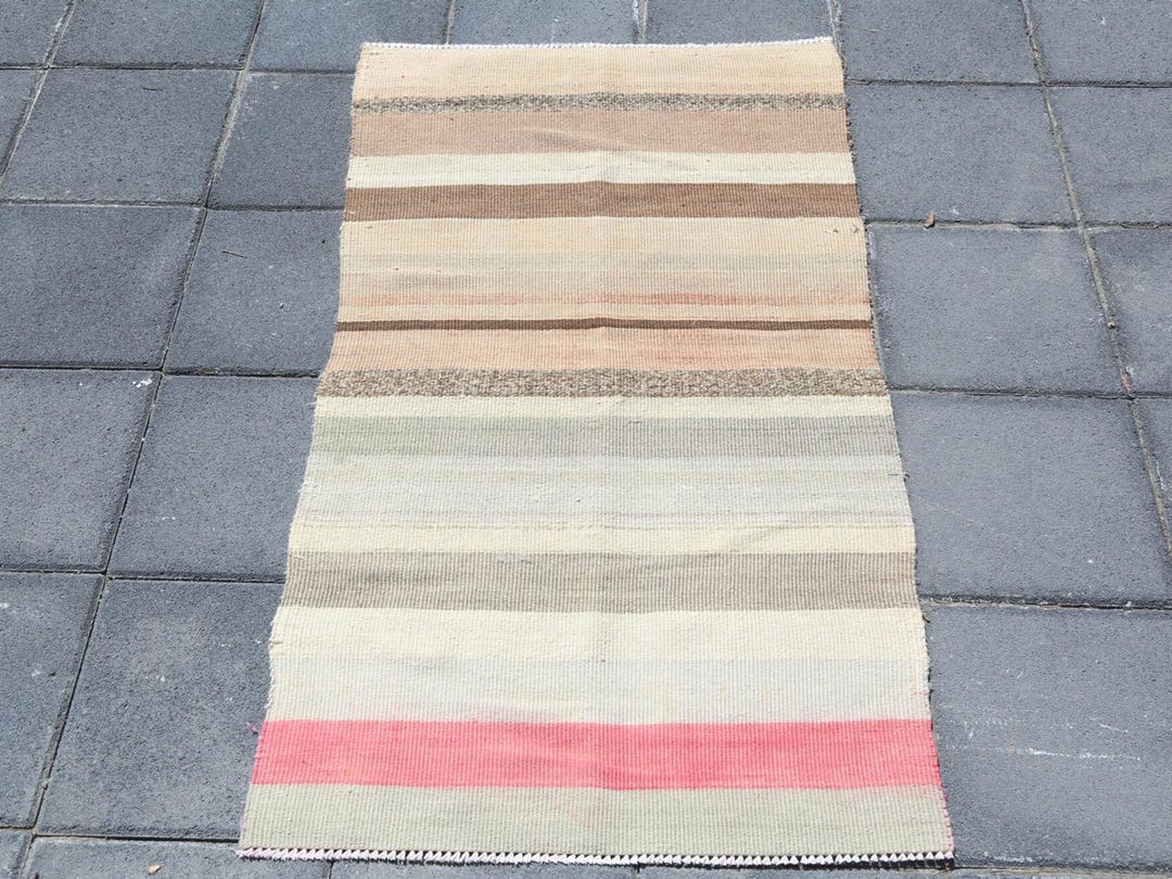 2x4 Cream Pink Kilim Doormat Rug, 2x4 Kilim Doormat Rug, 2x4 Rug ...