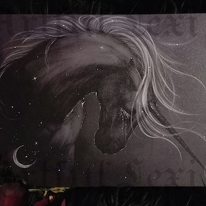 A Pitch Legend - Dark Unicorn - Gothic Fantasy - Fine Art - 12x9