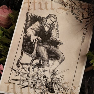 Três de Espadas - Carta de Tarô - Louis de Pointe du Lac - 5x7 - Impressão artística - Excêntrico - Gótico - Vampiro
