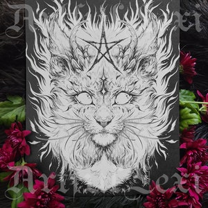 The Wretched - 9x12 - Cat Illustration - Occult - Pen and Ink - Dark Arts