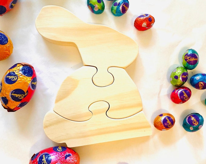 Wooden Bunny Rabbit Puzzle Decor| Easter | Handmade