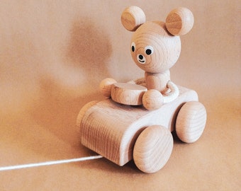 Whimsical Wooden Push Pull Toy: Handcrafted Eco-Friendly Fun for Kids