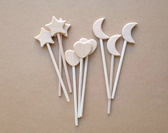 Wooden Star Wands | Fairy | Princess | My Little Mermaid | Party Favour
