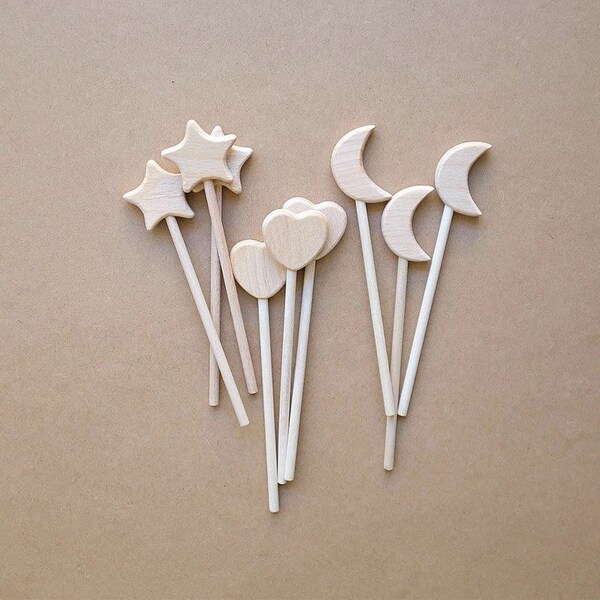 Wooden Star Wands | Fairy | Princess | My Little Mermaid | Party Favour