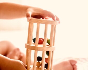 Zauberhafter Holz-Regenmacher für Kinder | Kugelturm | Baby Spielzeug | Natürliche Holzspiel | Spieluhr