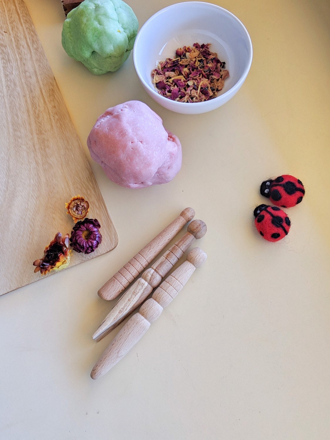 Set of 3 Wooden Playdough Tools Sensory Assist Montessori