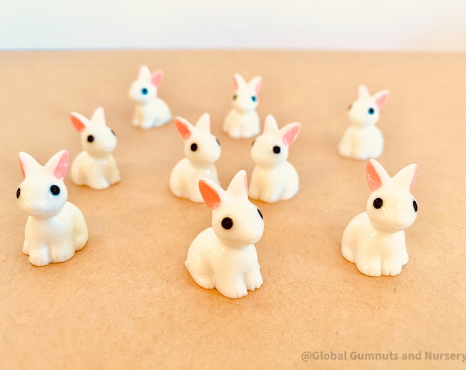 Enchanting White Bunny Rabbit Resin Figurines for Crafts and Play