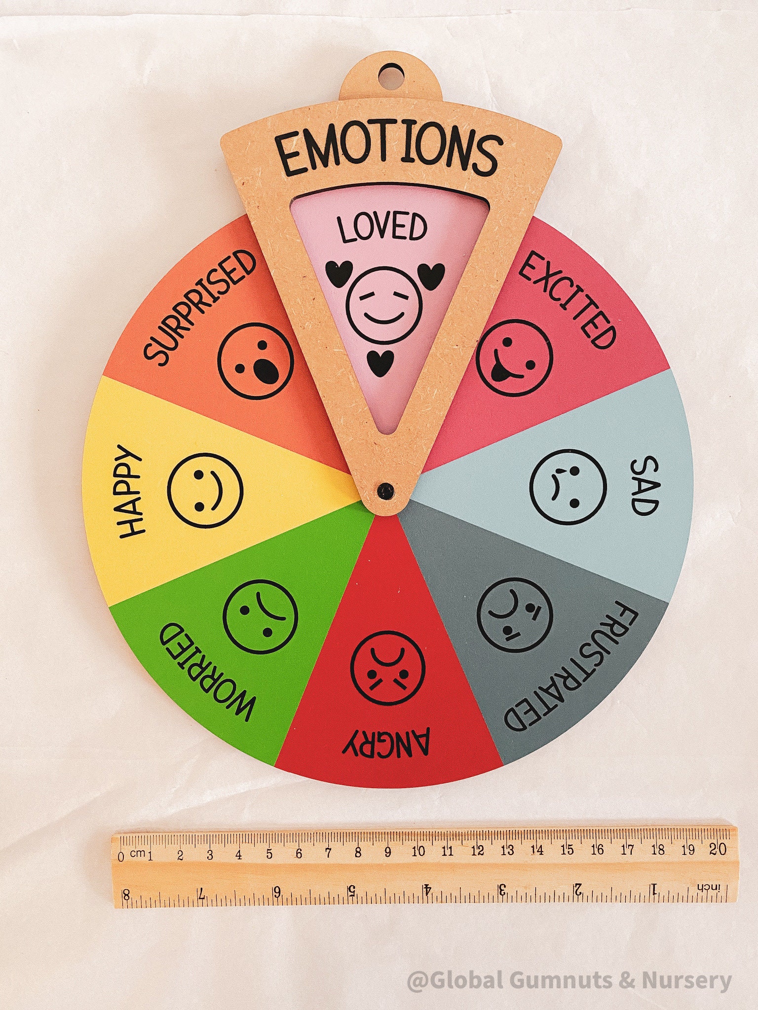 Emotion Wheel, Mood Wheel Spinner Double Sided Wooden Feelings Wheel
