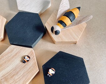Charming Hand-Painted Bee Set - 4, 5, or 9 Piece Wooden Set for Creative Play