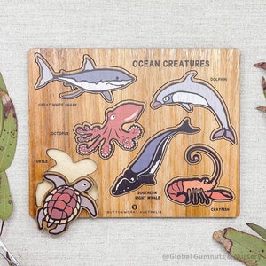 OCEAN Creatures Australian Animal Puzzle | Gift | all ages | Natural Wood