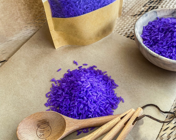 INDIGO Vibrant Sensory Rice | 200 or 400 grams | Seven Colours of the RAINBOW | Optional Tools