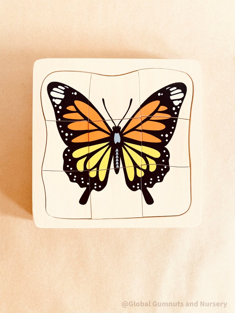 Butterfly Life Cycle PUZZLE Montessori SQUARE image 1