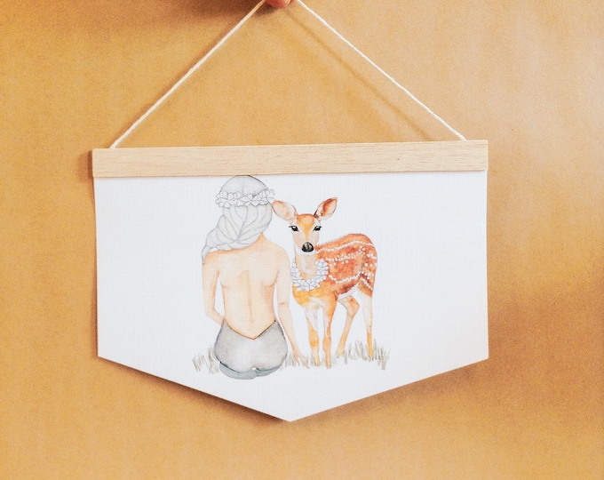 Deer Lady Decor | Card Stock Print | Deer Lover | Animals | Scandi Style