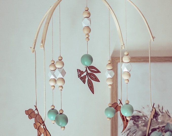 PASTEL GREEN | Australian Gumleaf Mobile | Australian Decor | AUSTRALIANA | Nursery Mobile | Gumnut Nature Inspired