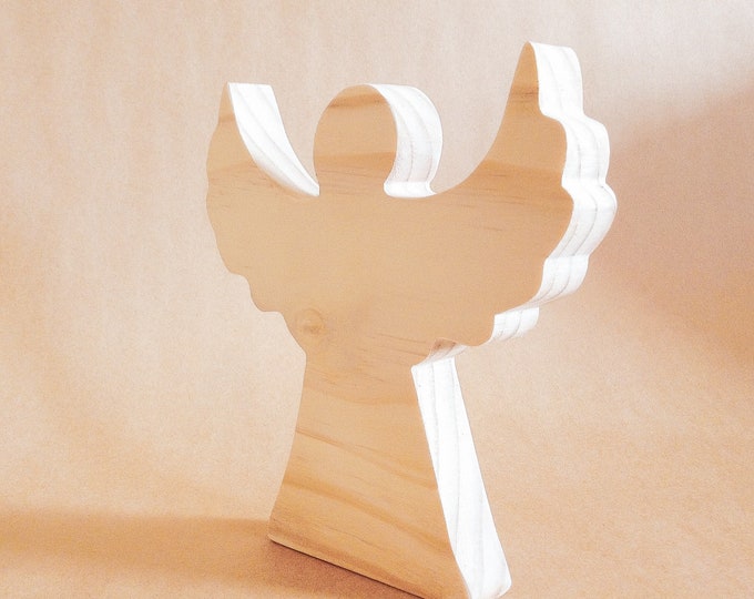 Handmade WOODEN Angel wth 'flying' Wings