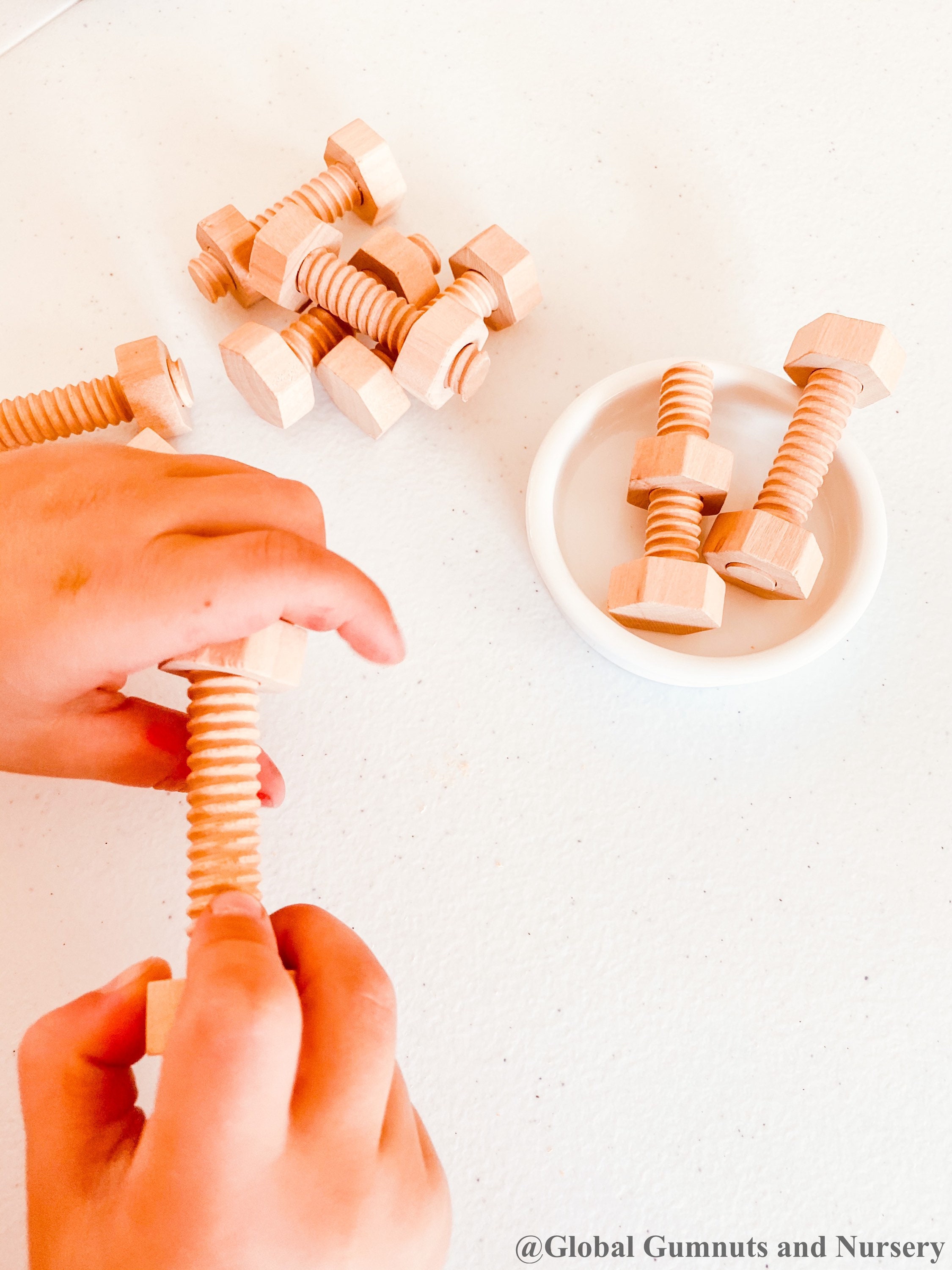 Wooden Nuts & Bolts Set | Tool Set 6pieces | Craft Supply and Educational Tool | Enhance Motor Skills