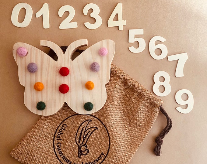 Rainbow BUTTERFLY | Tens Board with Feltballs and Wooden Numbers | Lets Count, Play and Sing along! | Educational and fun 2 in 1