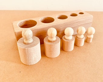 Meroco Wooden Weight and Size Learning Set B for Little Explorers | Cylinder Weights | Blocks