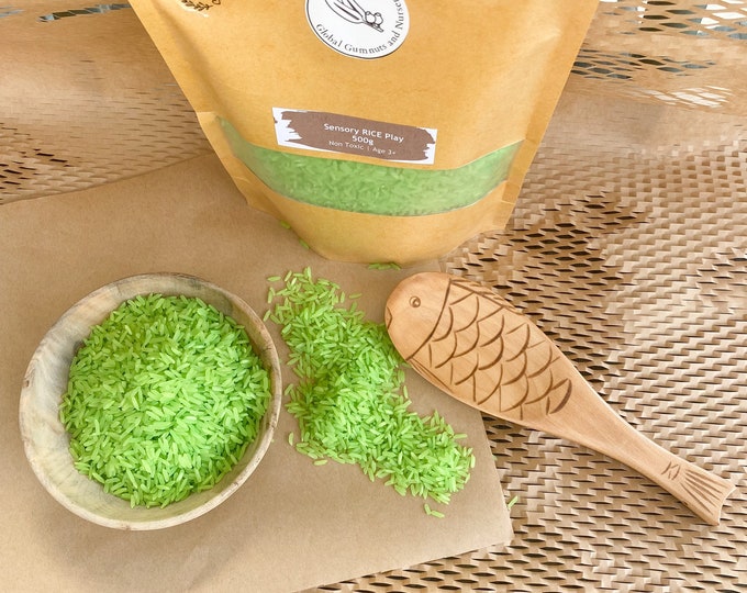 GREEN Vibrant Sensory Rice | 200 or 400 grams | Seven Colours of the RAINBOW | Optional Tools