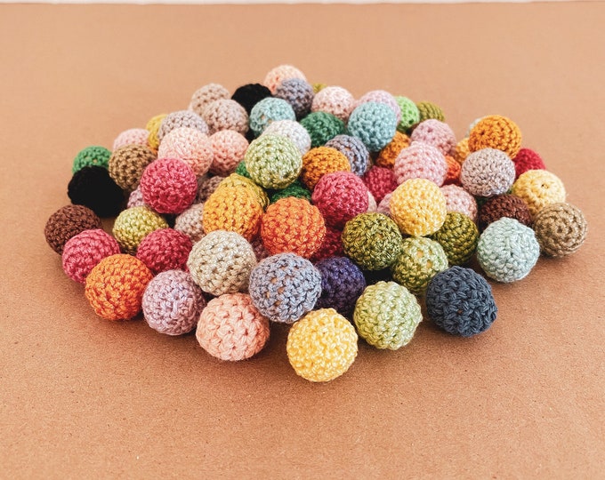 Crochet Beaded Wooden Balls | Warm or Cool Colour Selection