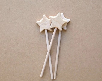Wooden Star Wands | Fairy | Princess | My Little Mermaid | Party Favour