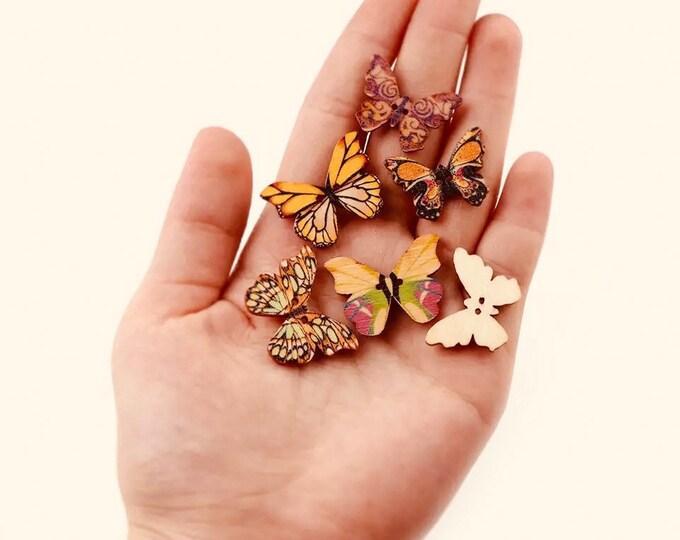 Colorful Wooden Butterflies | 10 or 20 pieces