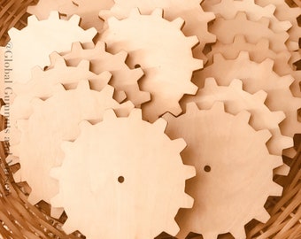 10cm Discs ~ Wooden Cog Tiles | Gear Shapes