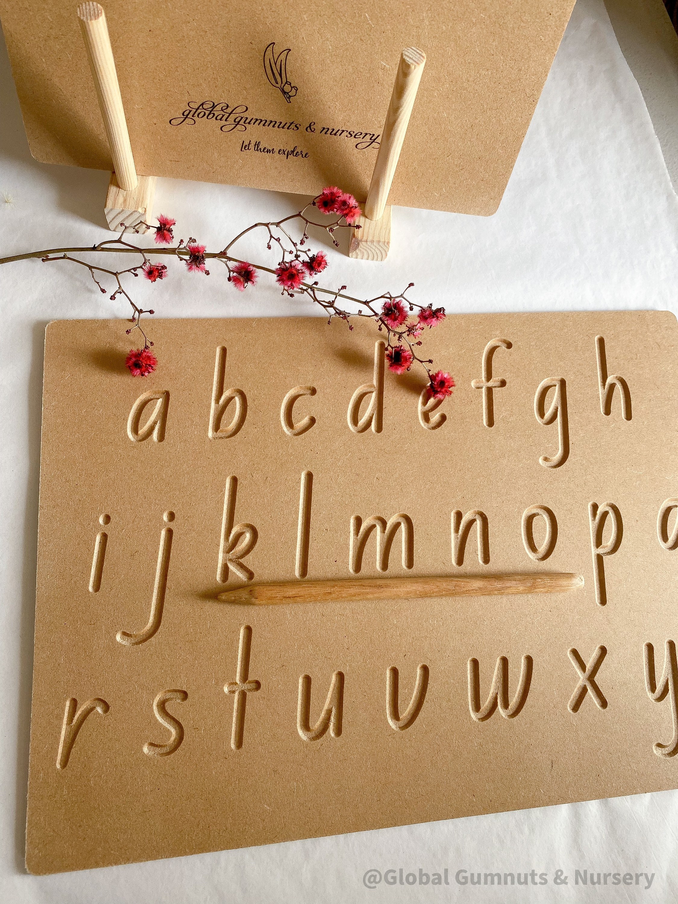 Alphabet tracing board, Natural wood, D'Nealian font alphabet tracing with  guided arrows, educational toys