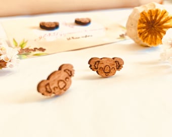 Wooden Koala Stud Earrings | Studs | Teachers Gifts | ‘Ear Rings’ | Earrings | Mothers Day | Children’s Gifts