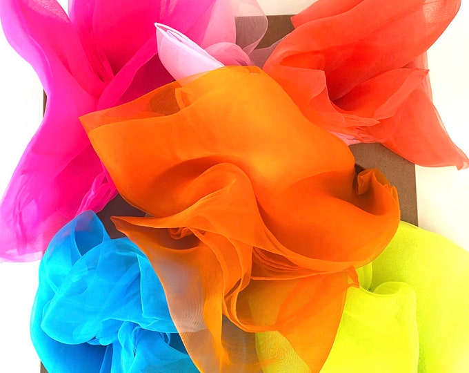 Bright Sensory Scarves | Play Silks | 6 Colour Set | Scarf