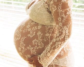 WHITE Stunning Maternity Lace Dress- PHOTO SHOOT style