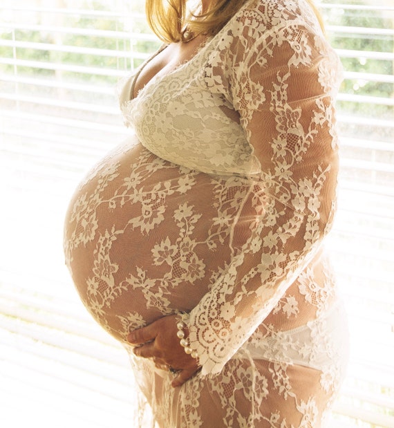 WHITE Stunning Maternity Lace Dress PHOTO SHOOT Style 