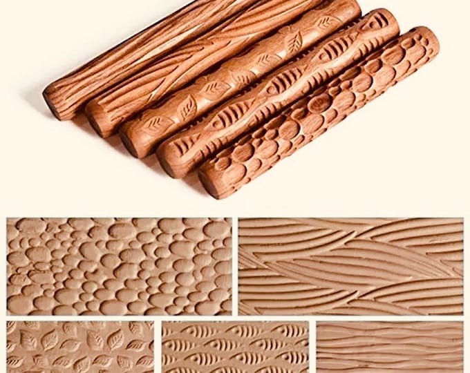 Detailed PATTERED Wooden Rolling Pin