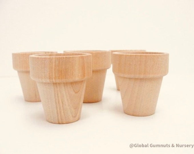 Natural Mini Wooden Flower Pots