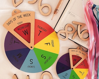 Days of the Week WHEEL | Spinner Dial | 7 Days | Weekly Chart | MDF Round Wheel | 7 Days in a Week | Australian Designed and Made