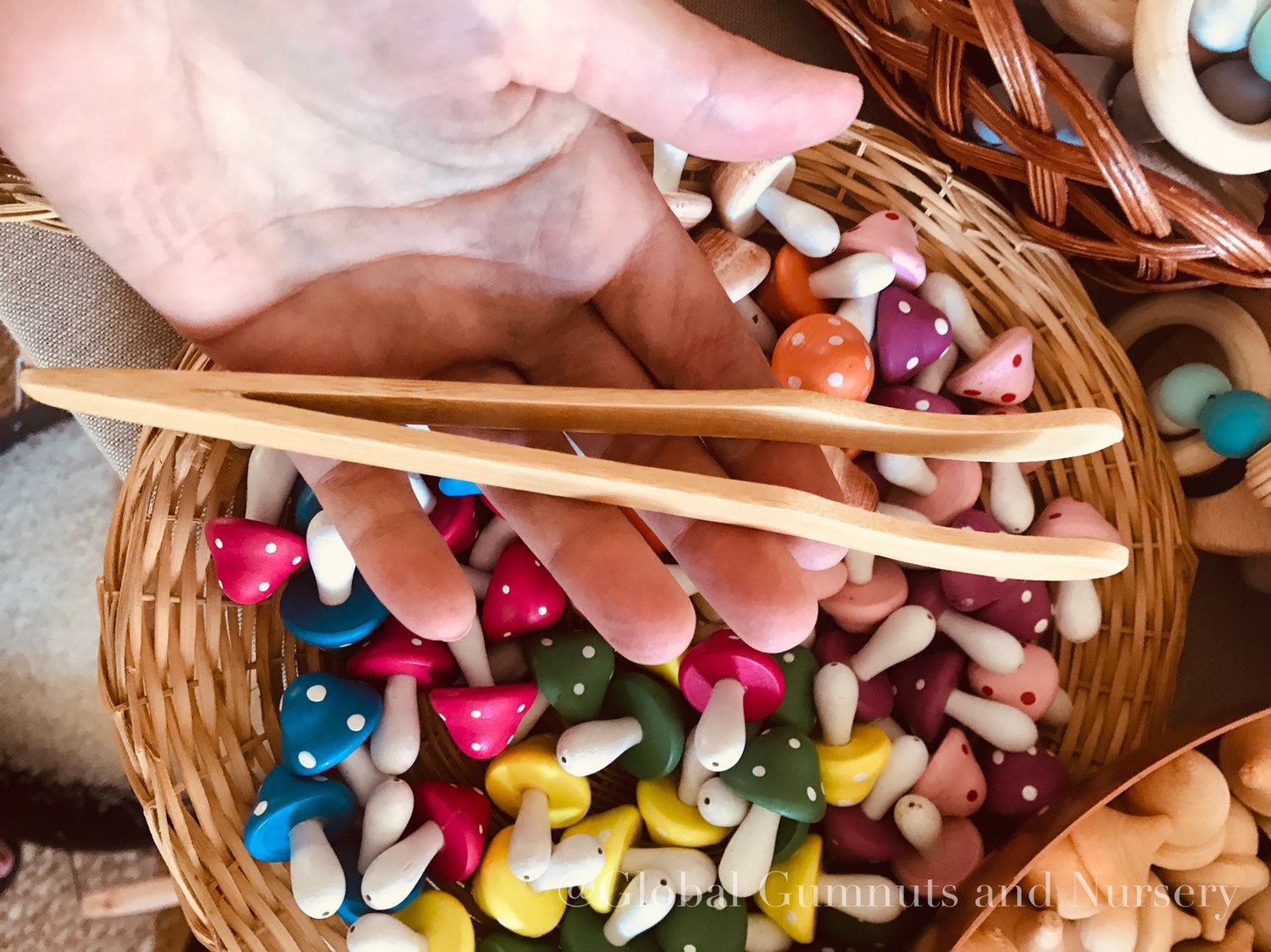 Curvey Wooden Baby Tongs